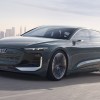 Front angle view of black Audi A6 Avant e-tron concept, showing how electric cars could save station wagons from dying