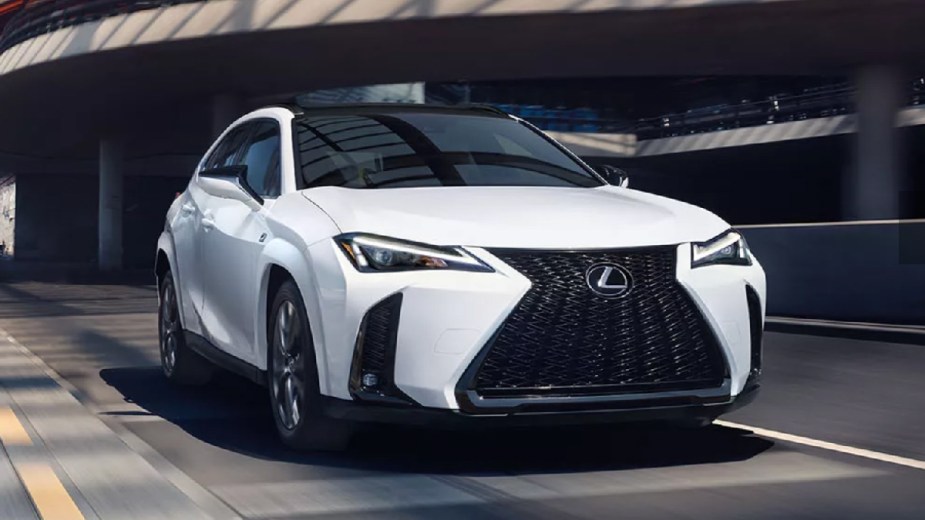 Front view of the new 2023 Lexus UX luxury SUV, the cheapest Lexus in 2023 and also the safest