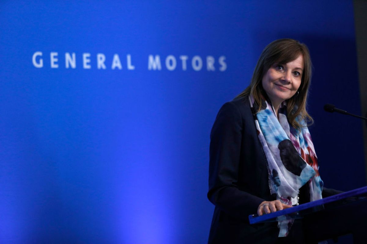 GM CEO Mary Barra at a press confrence.