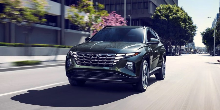 A gray 2023 Hyundai Tucson Plug-In Hybrid small plug-in hybrid SUVs.