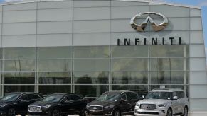 The outside of an Infiniti dealership.