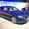 A blue Mercedes-Benz E-Class sedan, which is one of the top ranked Mercedes-Benz vehicles.