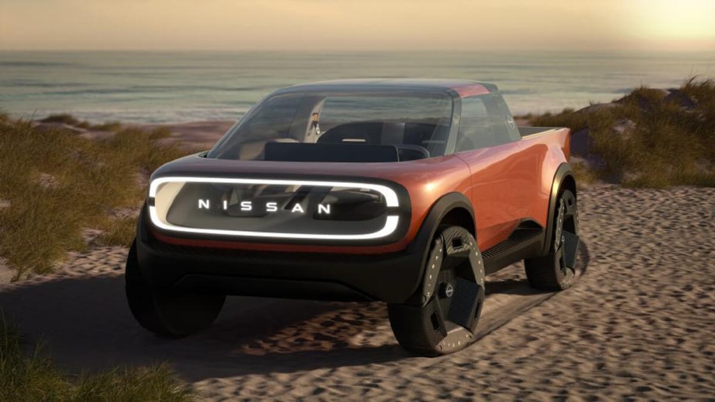 A concept of what a Nissan small electric truck could look like.