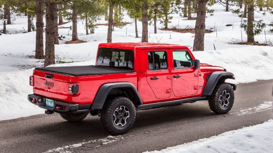 Red 2022 Jeep Gladiator, only truck more unreliable than Chevy Silverado and GMC Sierra, says Consumer Reports 