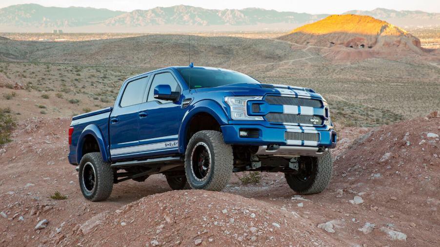 A Shelby F-150 shows off its aggressive looks as a performance truck.