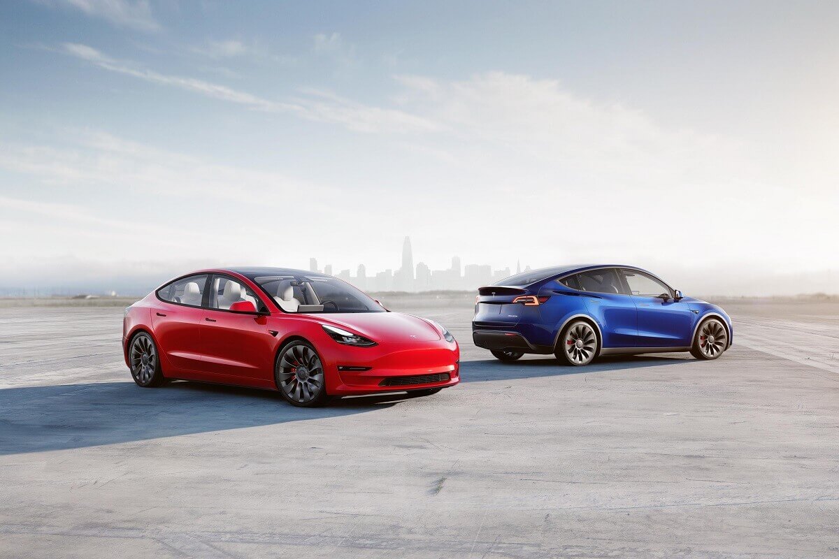 The Tesla Model 2 could join these Model 3 and Model Y EVs on a flight line.