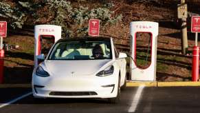 The Tesla Supercharger Network charging a Tesla EV