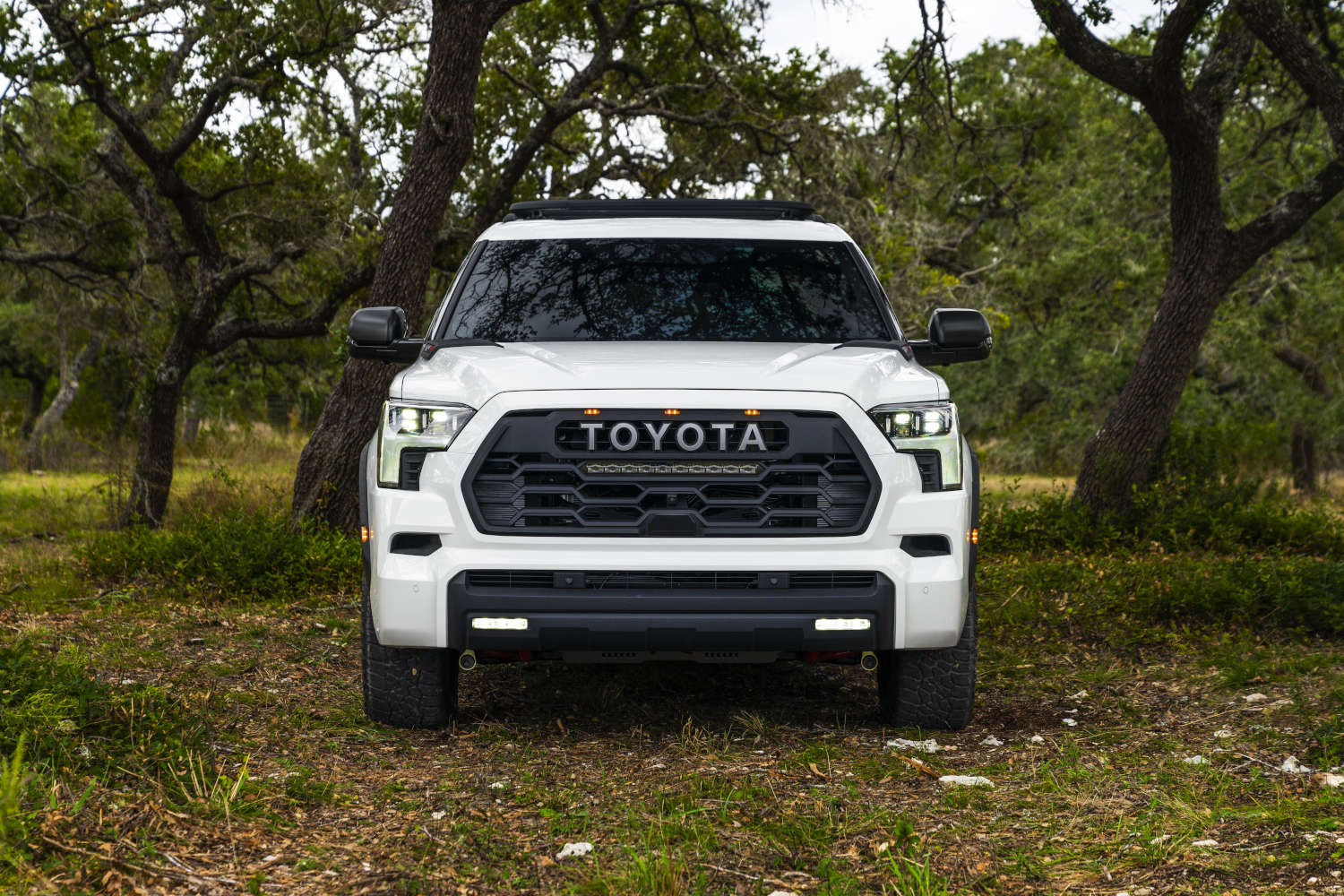 The Toyota SUVs with a TRD Pro trim include this Sequoia in white