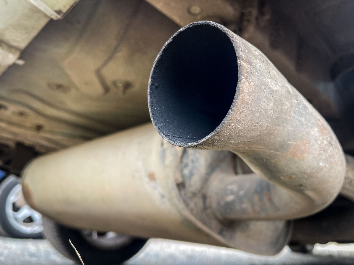 A tail pipe, rolling coal from it could be illegal.