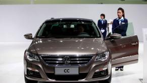 A Volkswagen AG Passat CC model on display for the China (Guangzhou) International Automobile Exhibition