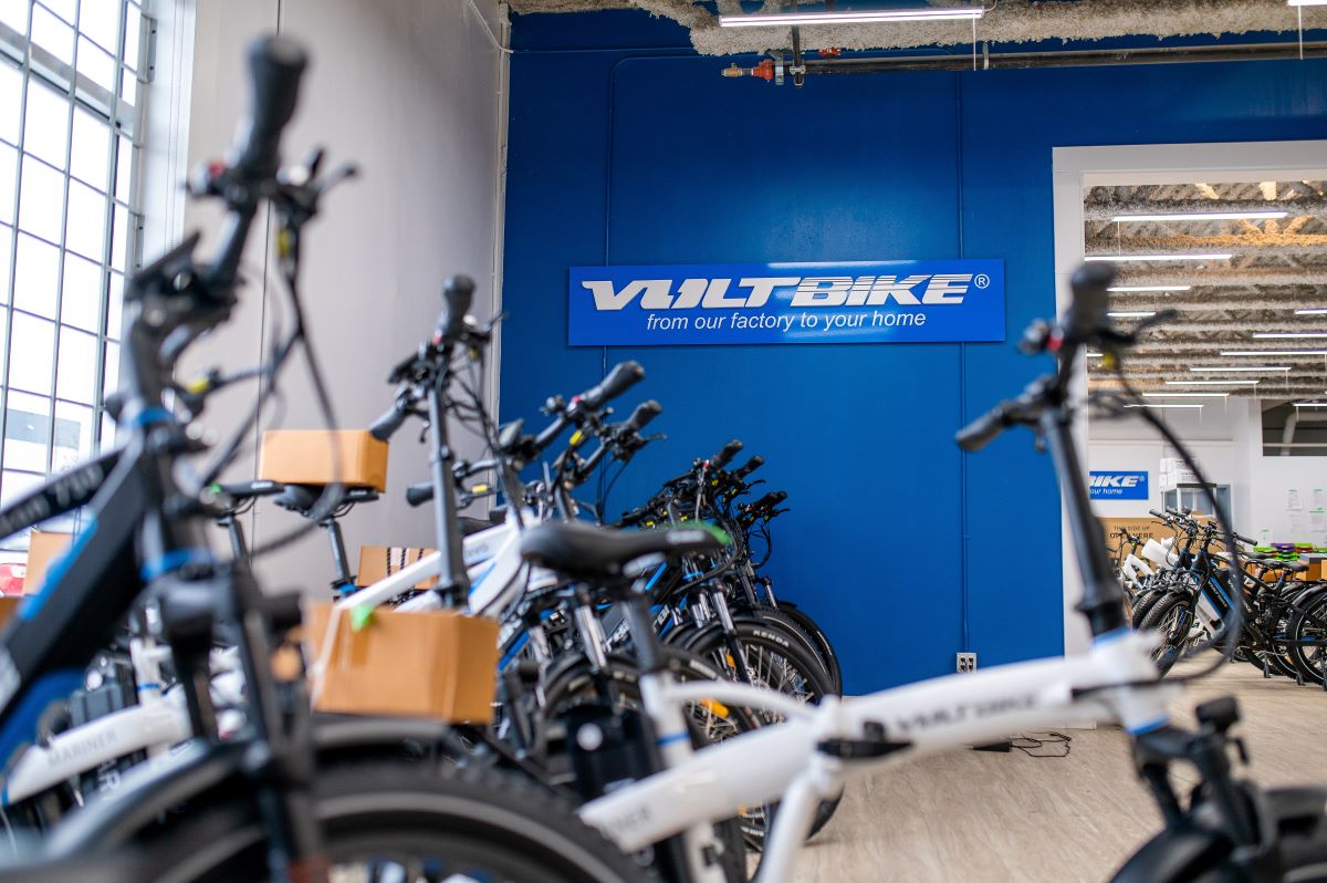 A VoltBike electric-bike (e-bike) showroom in Port Coquitlam, British Columbia, Canada