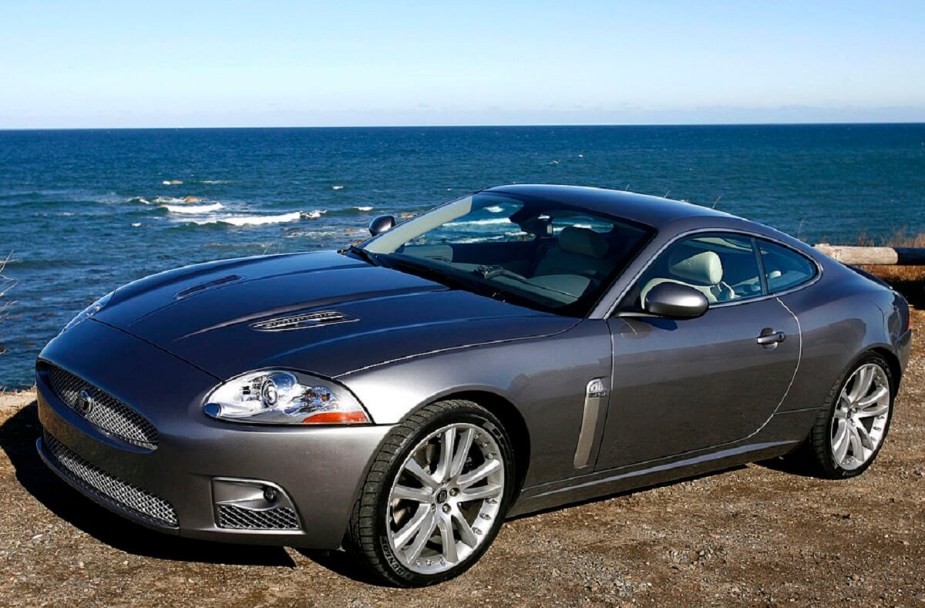 A 2009 Jaguar XKR Portfolio luxury car shows off its stunning GT styling. 