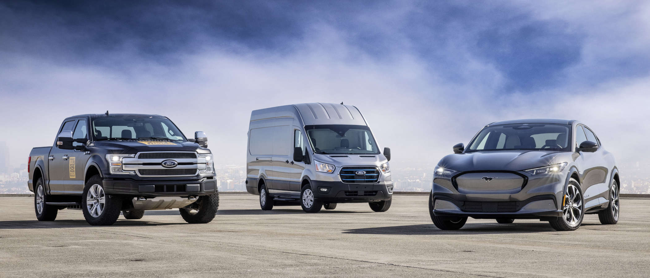 Some of the most popular Ford models include this E-Transit, Mustang Mach-E and Electric F-150