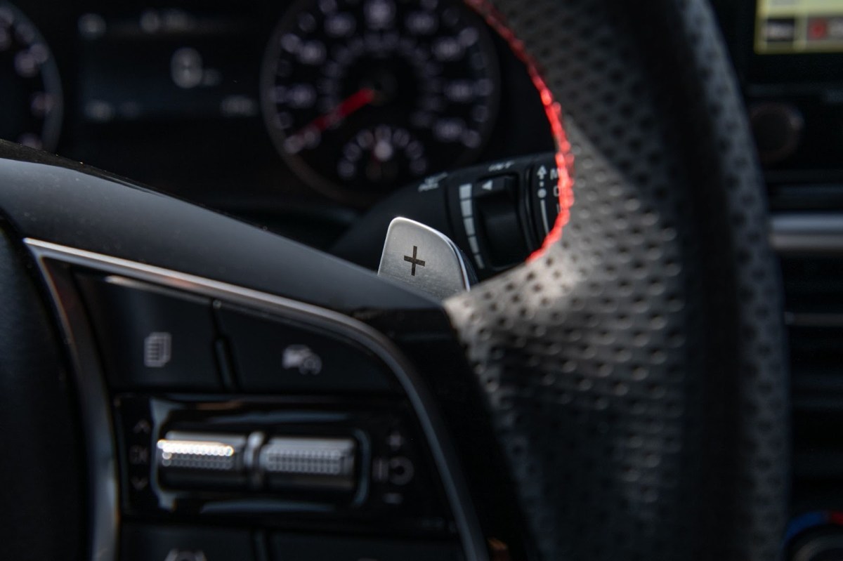 Close-up of Forte GT shift paddle