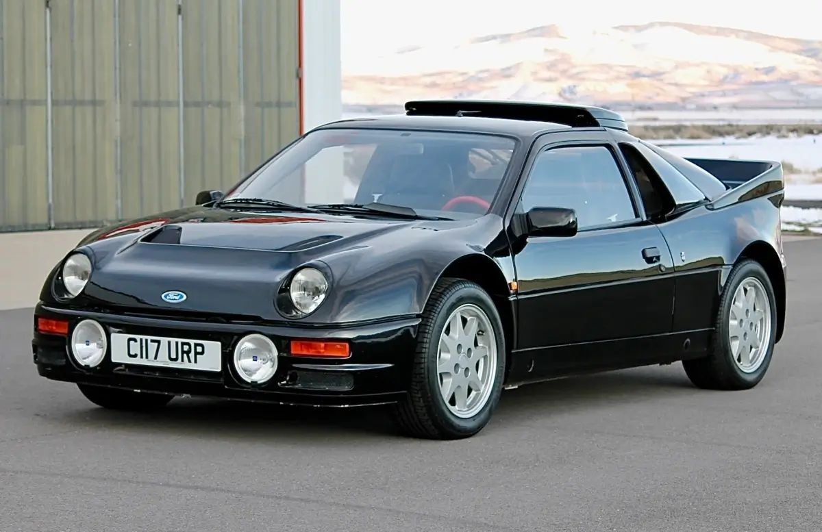 The Ford RS200 like this black one is th subject of a rare car restoration video