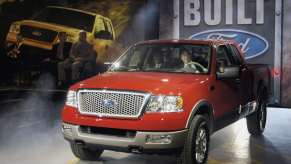 The first 2004 Ford F-150 rolling off the assembly line