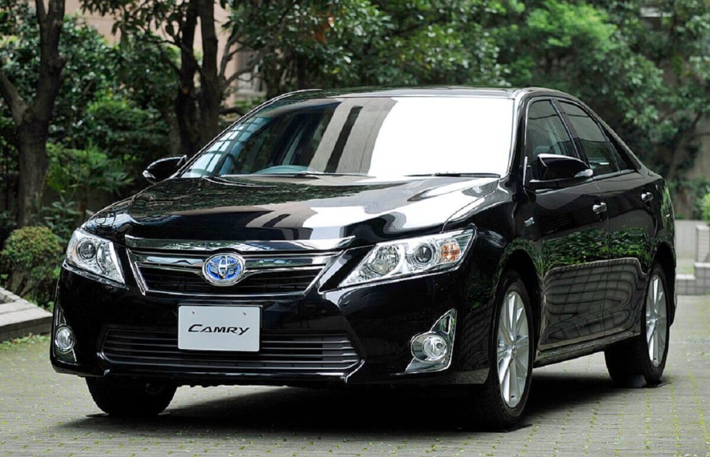A black 2011 Toyota Camry used for a photoshoot in Japan. 