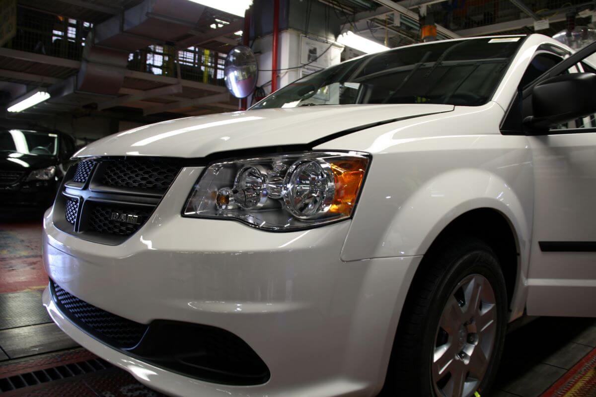A white 2012 Ram C/V (cargo van) model at the Chrysler Group LLC's Windsor Assembly Plant