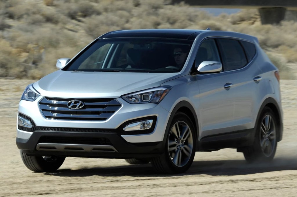 The 2014 Hyundai Santa Fe in the dirt 