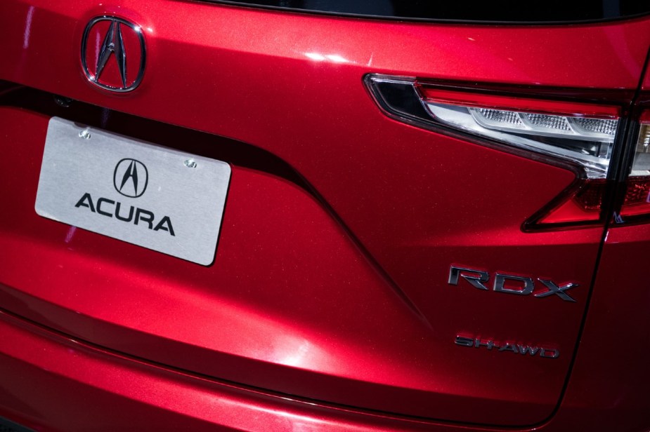 A red 2018 Acura RDX close up 