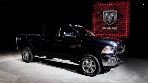 A 2018 Ram 2500 heavy-duty truck is on display.