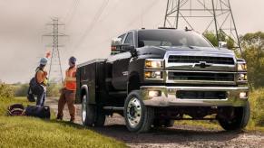 Black 2022 Chevrolet Silverado HD 5500 with utility box