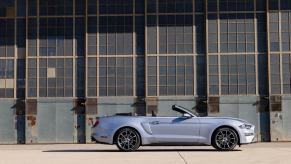 A 2023 Ford Mustang Convertible drops its top.
