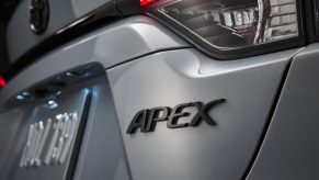 The trunk trip with the word Apex on the Corolla
