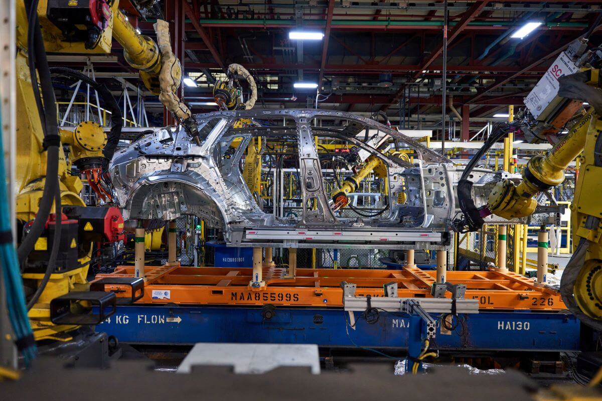 GM assembly of a 2023 Cadillac Lyriq at Spring Hill Assembly in Tennessee