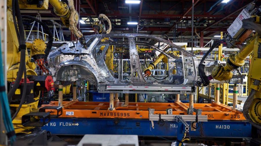 GM assembly of a 2023 Cadillac Lyriq at Spring Hill Assembly in Tennessee