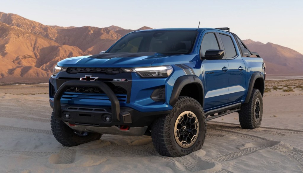 The 2023 Chevy Colorado ZR2 parked in sand 