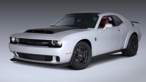 A 2023 Dodge Challenger SRT Demon 170 showcases its front-end styling.