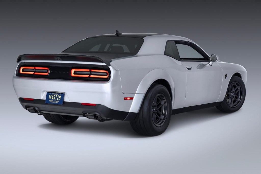 The Dodge Challenger SRT Demon 170, after price gouging and dealership markups, shows off its inaccessible rear-end styling.