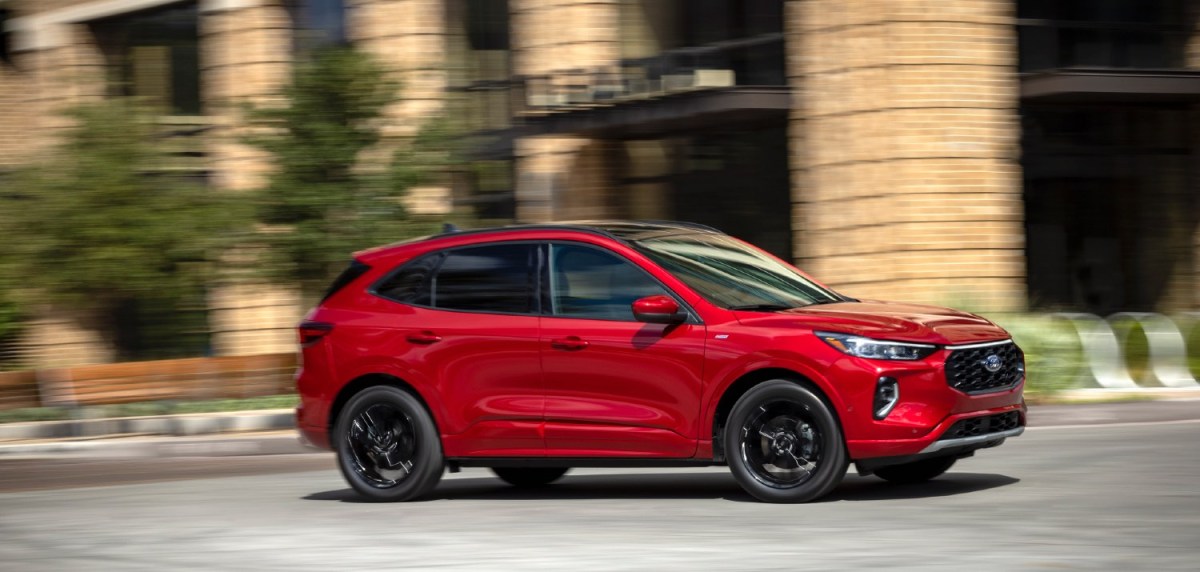 A red 2023 Ford Escape is one of the best small SUVs with a powerful engine 