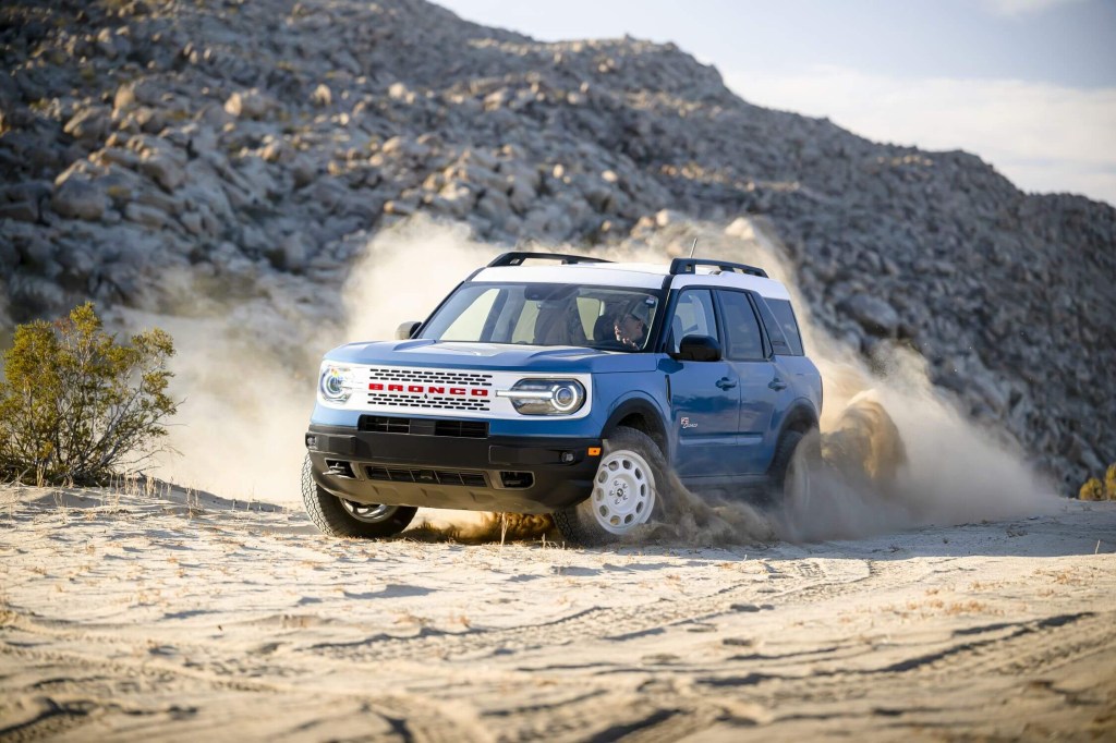 The Ford Bronco Sport off-roading in dirt 
