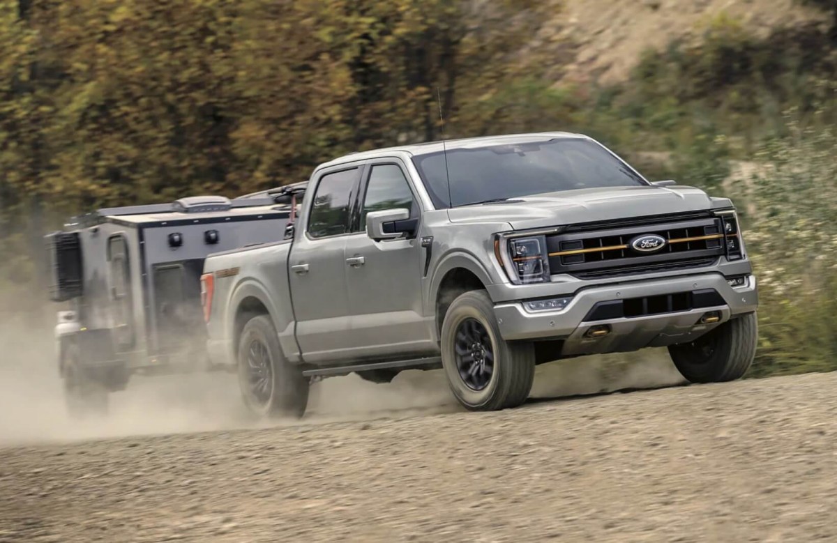 The 2023 Ford F-150 towing a trailer
