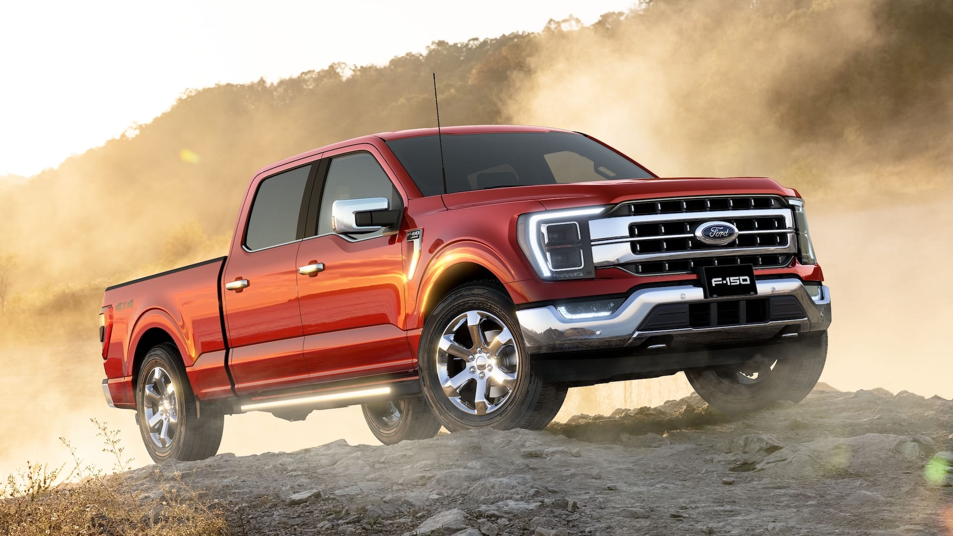 The 2023 Ford F-150 off-roading on a dirt road