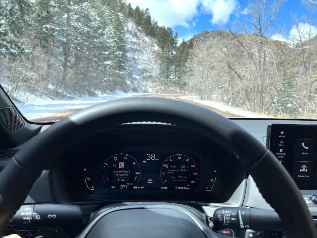 A driving view from the 2023 Honda Accord.