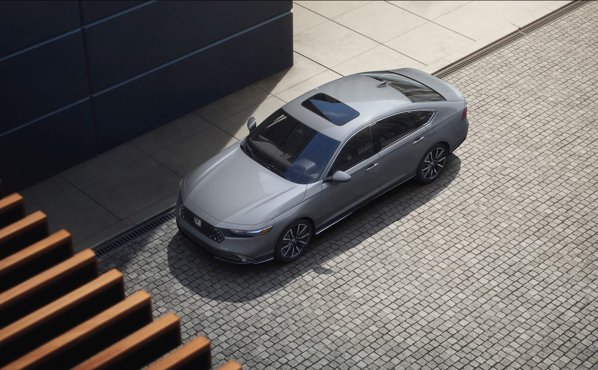 A top aerial view of the 2023 Honda Accord in silver