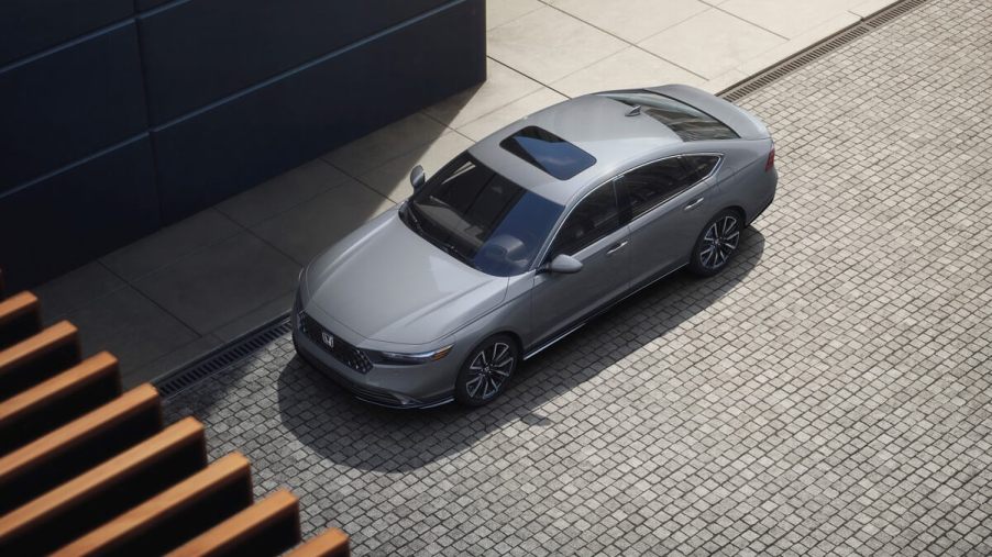 A top aerial view of the 2023 Honda Accord in silver