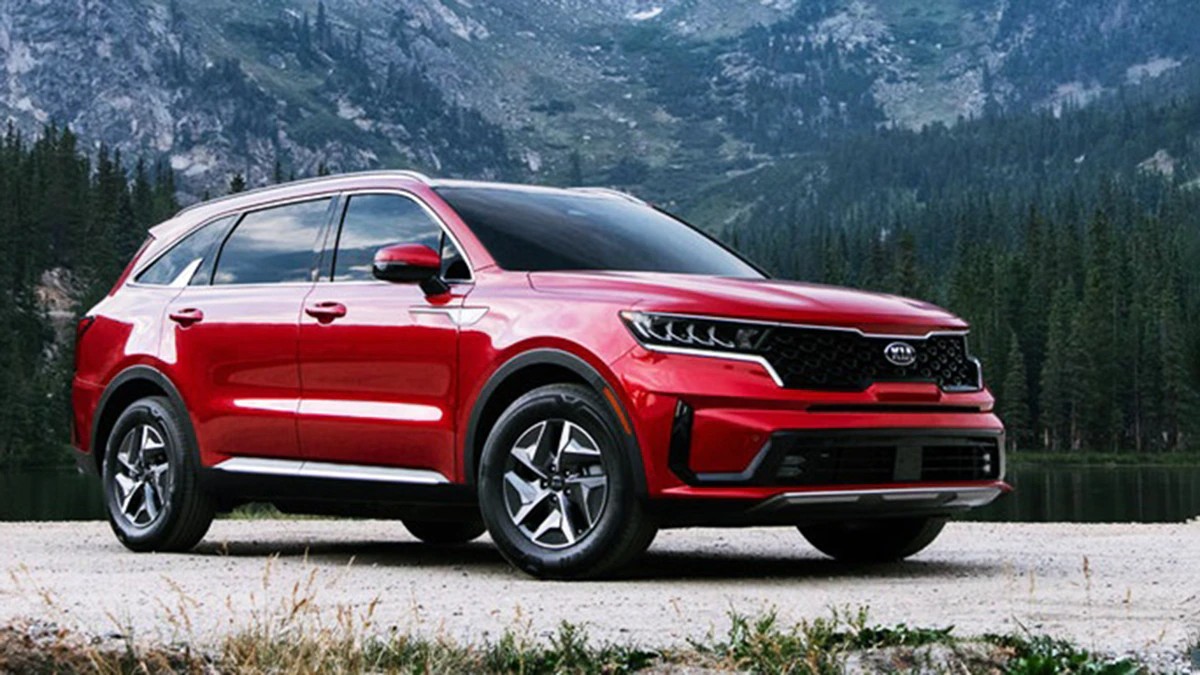 Red 2023 Kia Sorento Hybrid SUV - This is the Midsize SUV with the best gas mileage