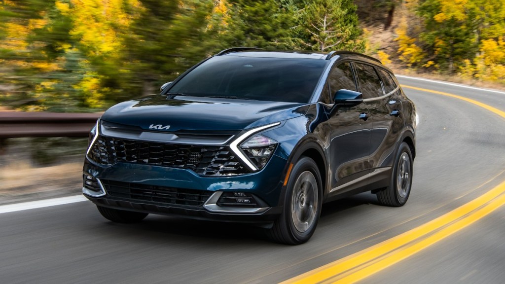 Blue 2023 Kia Sportage Hybrid - This is the most fuel-efficient SUV that isn't an EV