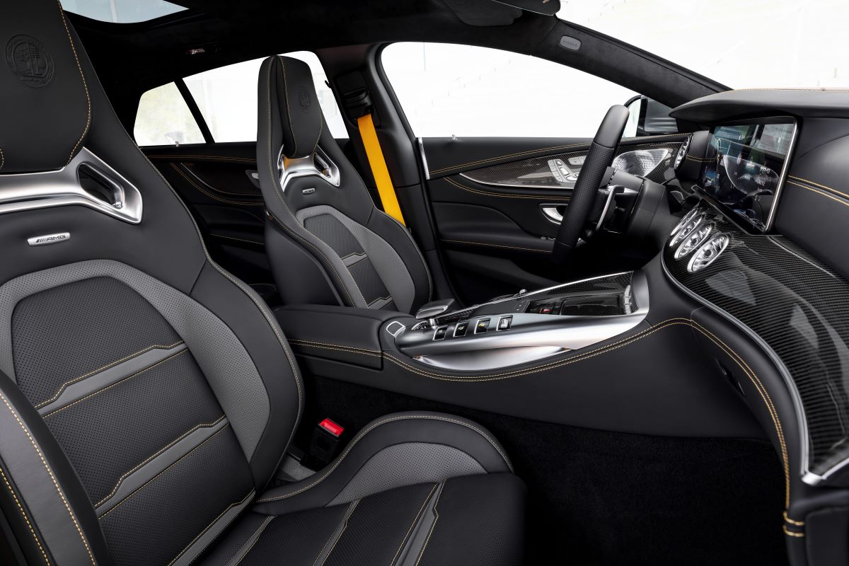 The new AMG GT has aggressively bolstered seats