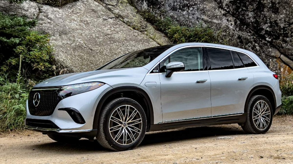 Silver 2023 Mercedes-Benz EQS SUV Parked by a Hill - is this the best luxury SUV for you 