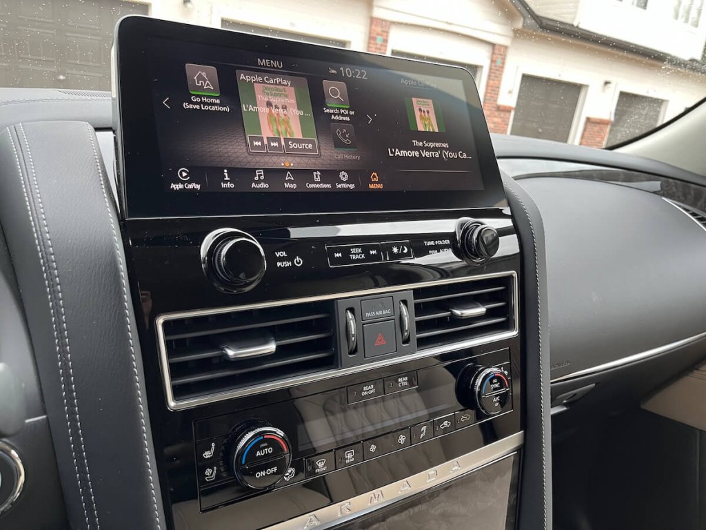 The 12.3-inch infotainment system in the 2023 Nissan Armada