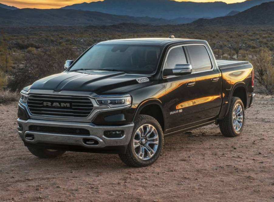 The 2023 Ram 1500 parked in the dirt