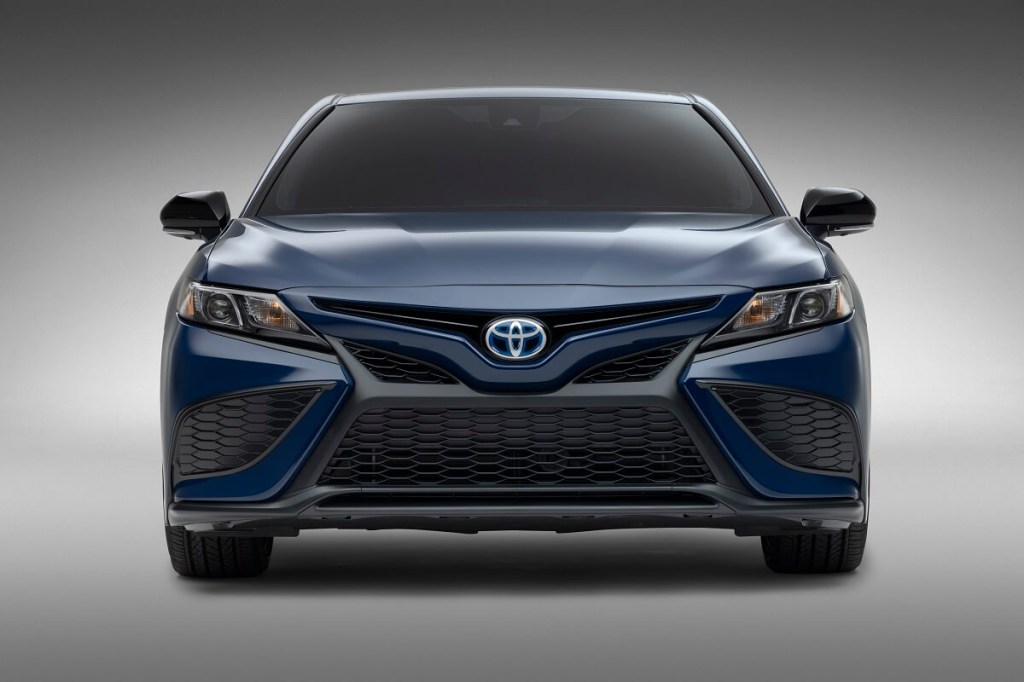 One of the longest-lasting cars, the Toyota Camry, shows off its fascia at a photoshoot. 