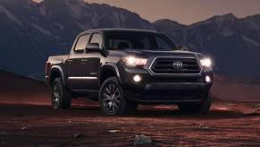 The 2023 Toyota Tacoma parked in the desert at dusk