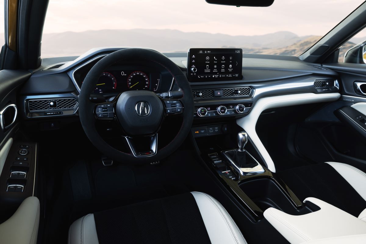 Interior of the Acura Type S in black and white