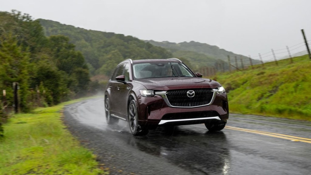 2024 Mazda CX-90 on a Wet Road making use of the standard AWD system